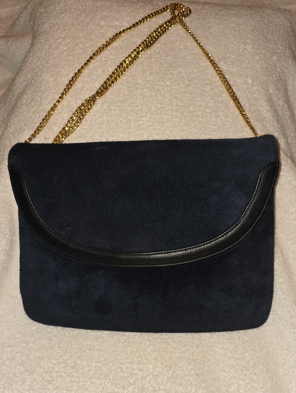 Susan Gail Vintage Navy Suede Convertible Shoulder Bag/Clutch Made In Spain EUC
